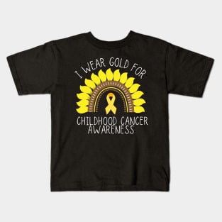 I Wear Gold For Childhood Cancer Awareness Kids T-Shirt